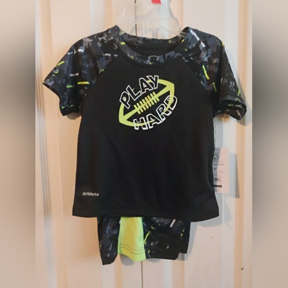 Athletic Works Kids Matching Set - Black and Neon Green